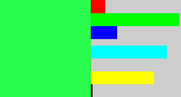 Hex color #28fb4b - bright light green