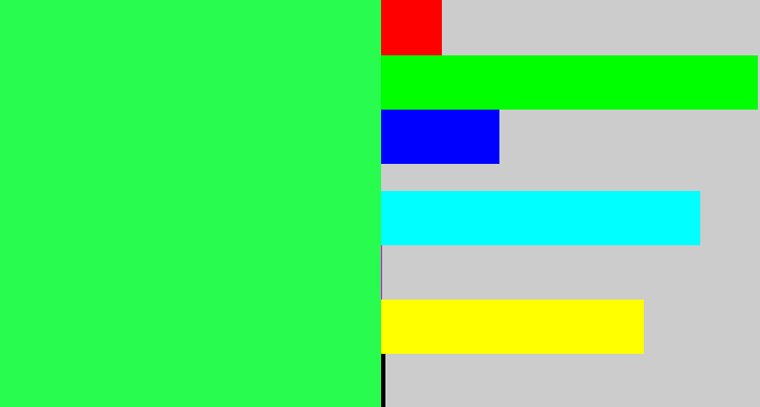 Hex color #28fc4f - bright light green