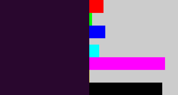Hex color #29072e - very dark purple