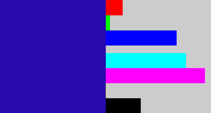Hex color #290aac - ultramarine