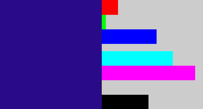 Hex color #290b8a - indigo