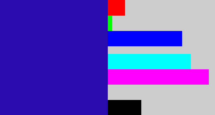 Hex color #290baf - ultramarine