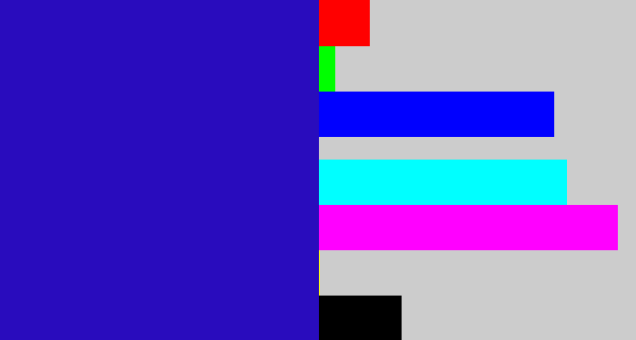 Hex color #290cbd - ultramarine