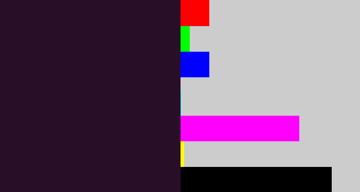 Hex color #290e28 - very dark purple