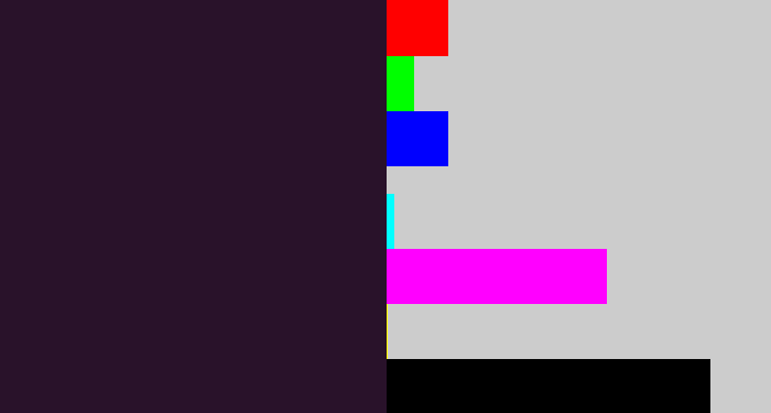 Hex color #29122a - very dark purple