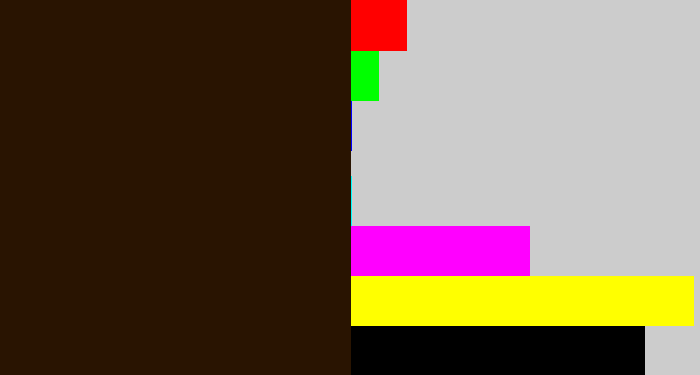 Hex color #291401 - dark brown