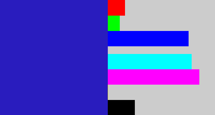 Hex color #291cbe - indigo blue