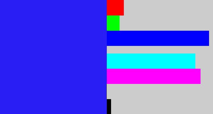 Hex color #291ef4 - light royal blue