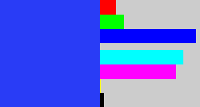 Hex color #293cf6 - light royal blue