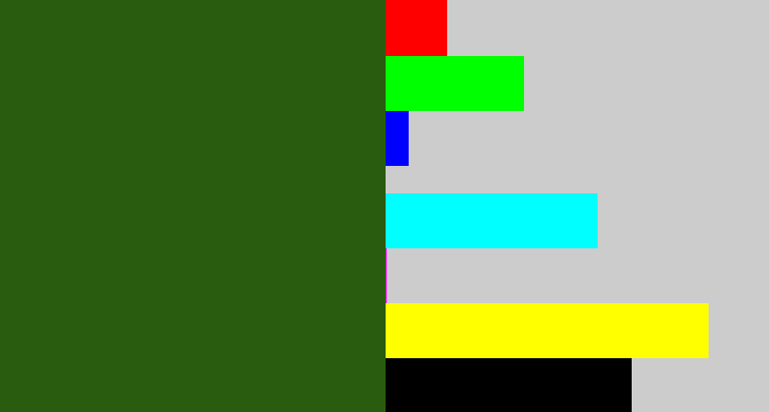 Hex color #295c0f - navy green