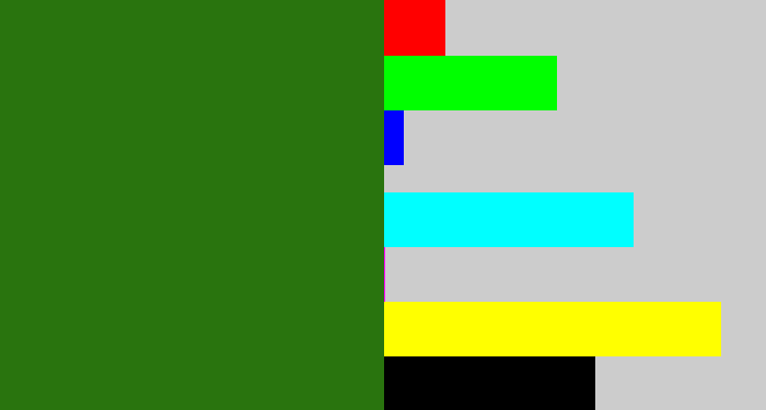 Hex color #29740e - tree green