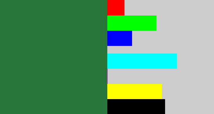 Hex color #29763a - darkish green
