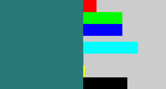 Hex color #297977 - blue green