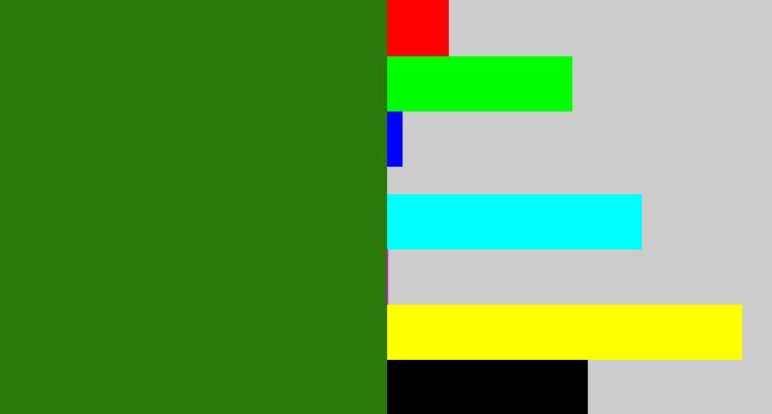 Hex color #297a0a - tree green