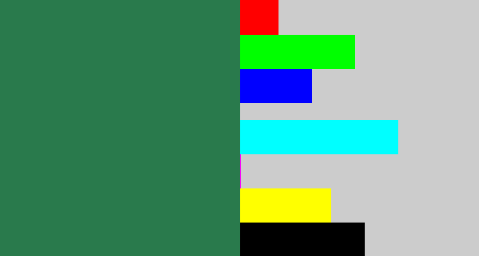 Hex color #297a4c - darkish green