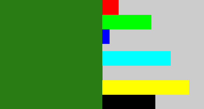 Hex color #297b13 - tree green