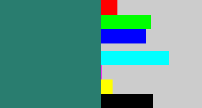 Hex color #297d6f - blue green