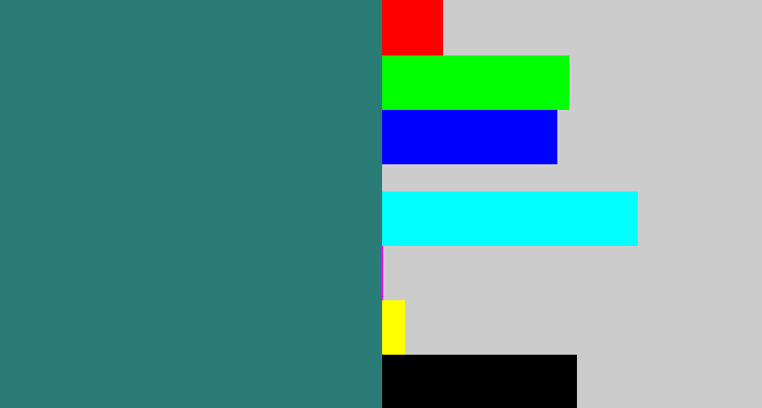 Hex color #297d76 - blue green