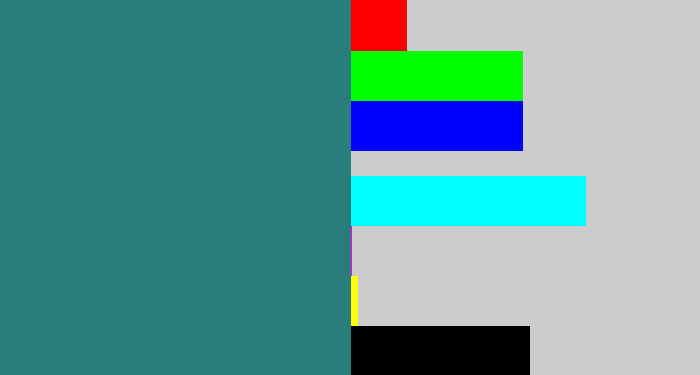Hex color #297e7c - blue green