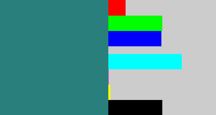 Hex color #297f7c - blue green