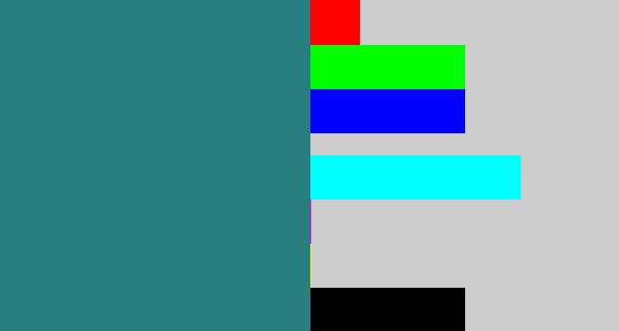 Hex color #297f7f - blue green