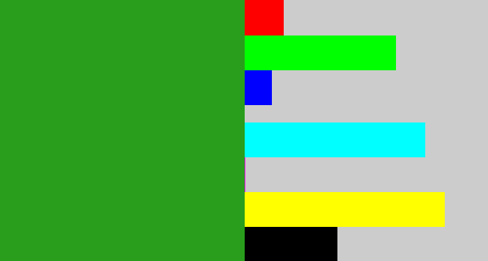 Hex color #299e1c - green