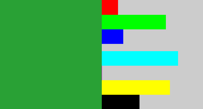Hex color #29a135 - medium green