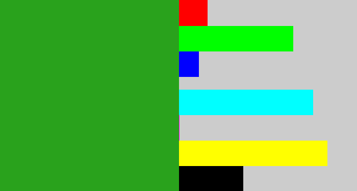 Hex color #29a21c - green