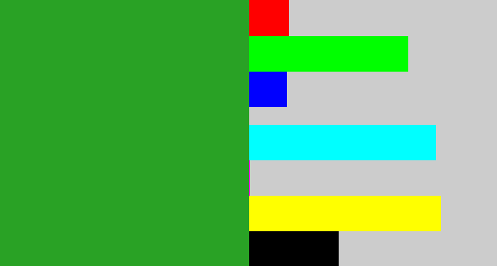 Hex color #29a225 - green