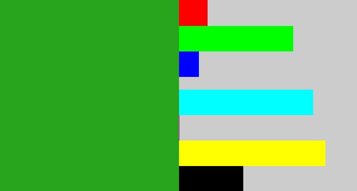 Hex color #29a41d - green