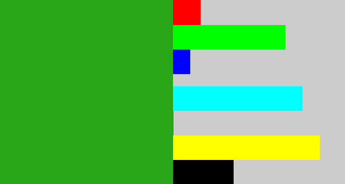 Hex color #29a719 - green