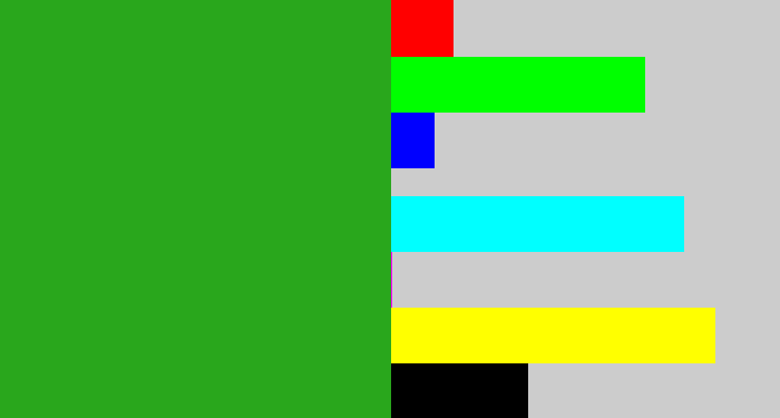 Hex color #29a71c - green