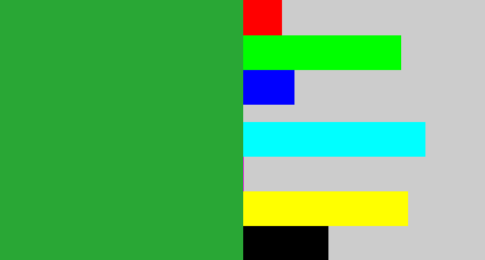 Hex color #29a735 - medium green