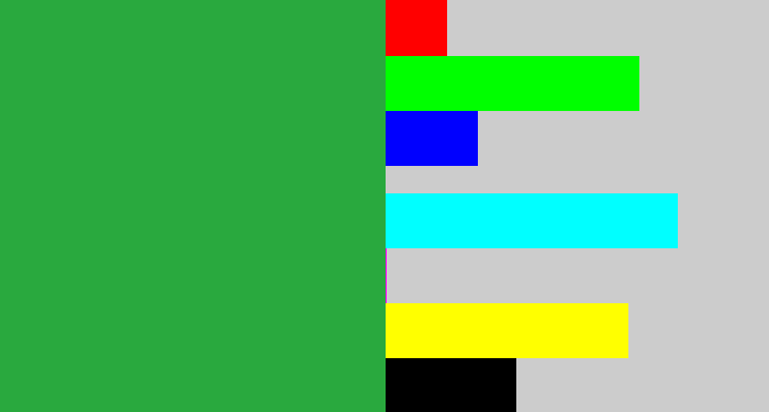Hex color #29a93e - medium green
