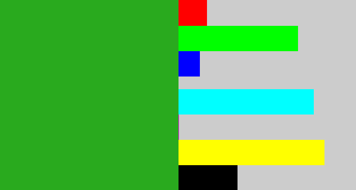 Hex color #29aa1e - green