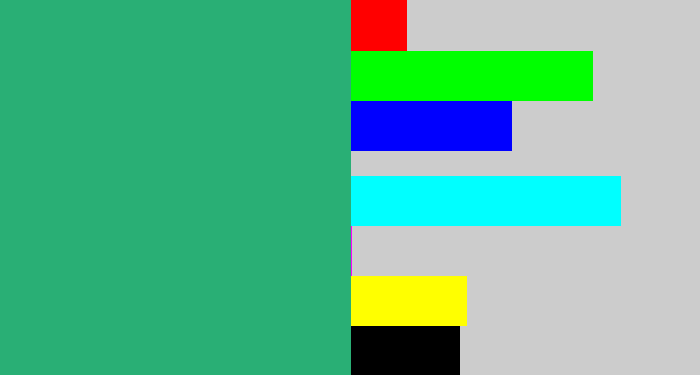 Hex color #29af75 - bluey green