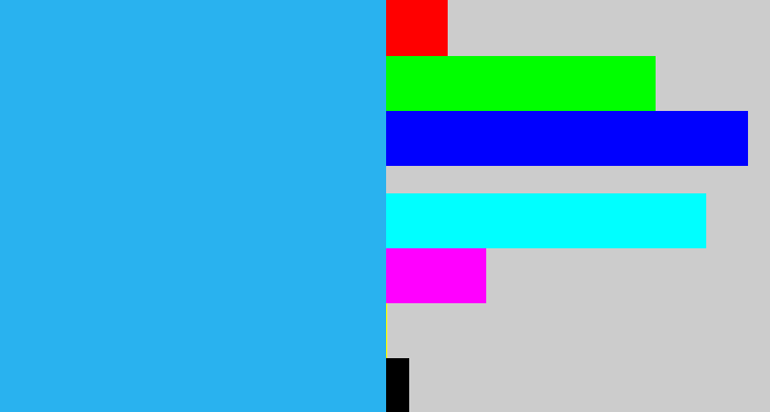 Hex color #29b2ef - azure