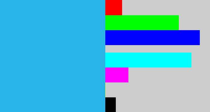 Hex color #29b3e6 - azure