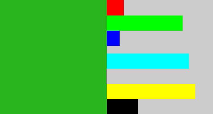 Hex color #29b51e - green