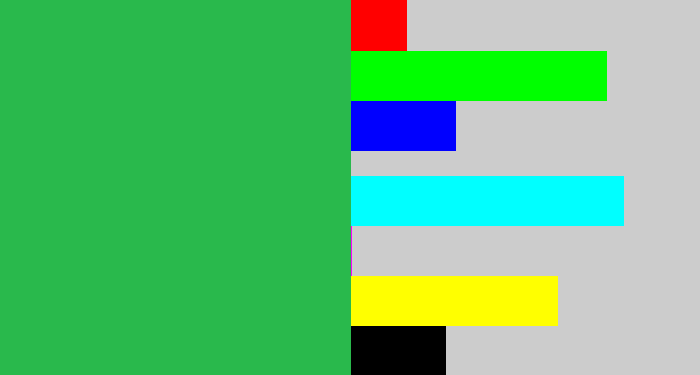 Hex color #29b94c - medium green
