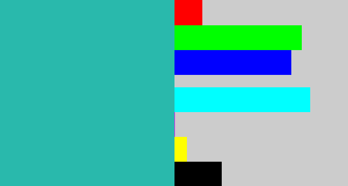 Hex color #29b9ac - tealish