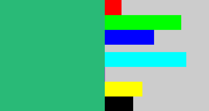 Hex color #29ba77 - bluey green