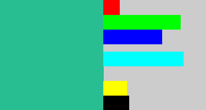 Hex color #29be92 - greenblue