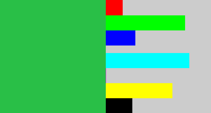 Hex color #29bf47 - medium green