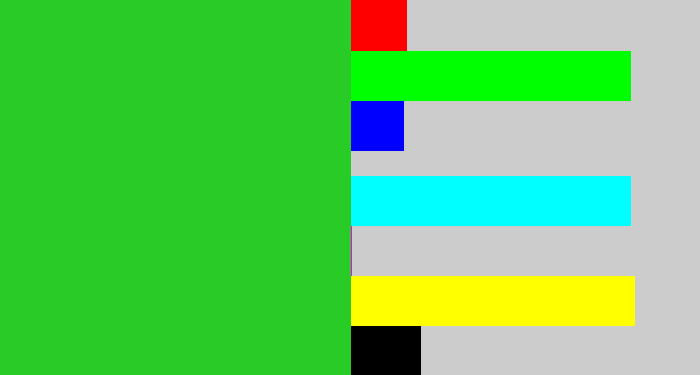 Hex color #29cb27 - green