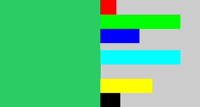 Hex color #29cd63 - algae green