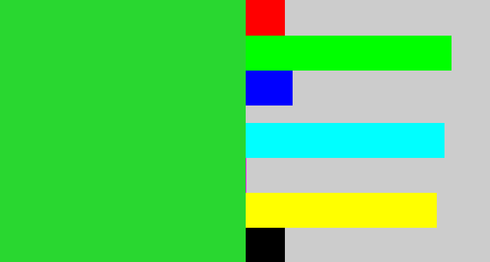 Hex color #29d730 - radioactive green