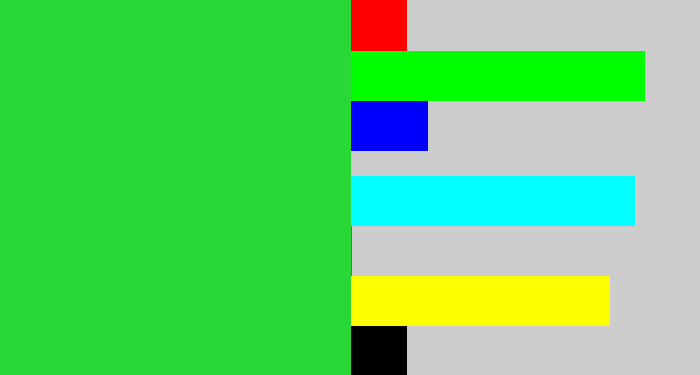 Hex color #29d737 - radioactive green
