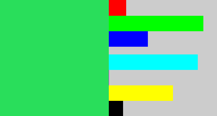 Hex color #29de5b - bright light green