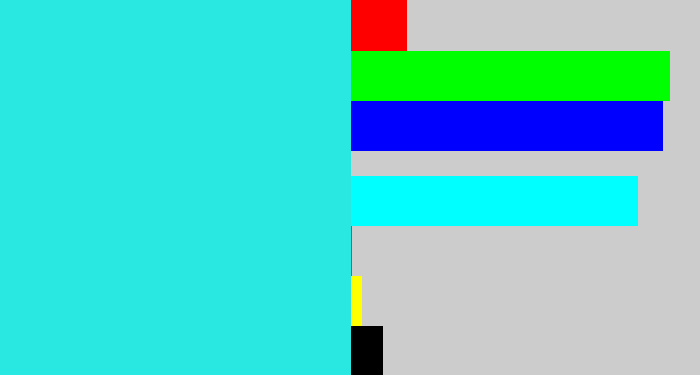 Hex color #29e8e2 - bright light blue